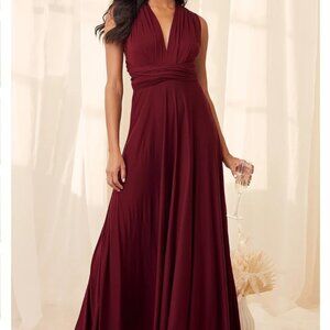 Lulu's Tricks of the Trade Burgundy Maxi Dress‎